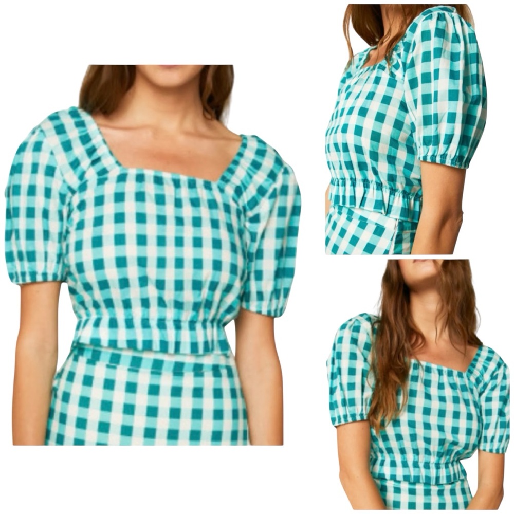 NWT Compania Fantasica Gingham Checkered Top Size XL